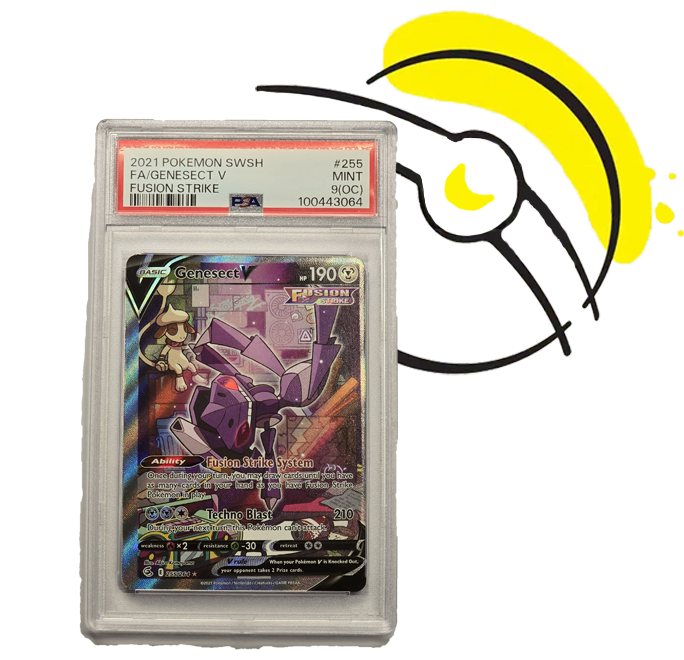 Pokémon TCG Genesect V 255/264 Fusion Strike PSA Mint 9(OC) Off Center Error